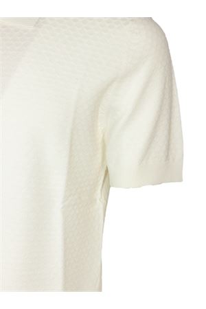 Cream white cotton knit polo shirt PAOLO PECORA | A046F1001102